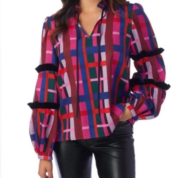Crosby Mollie Burch Rhodes Blouse Plaid Size Medium - Picture 1 of 8